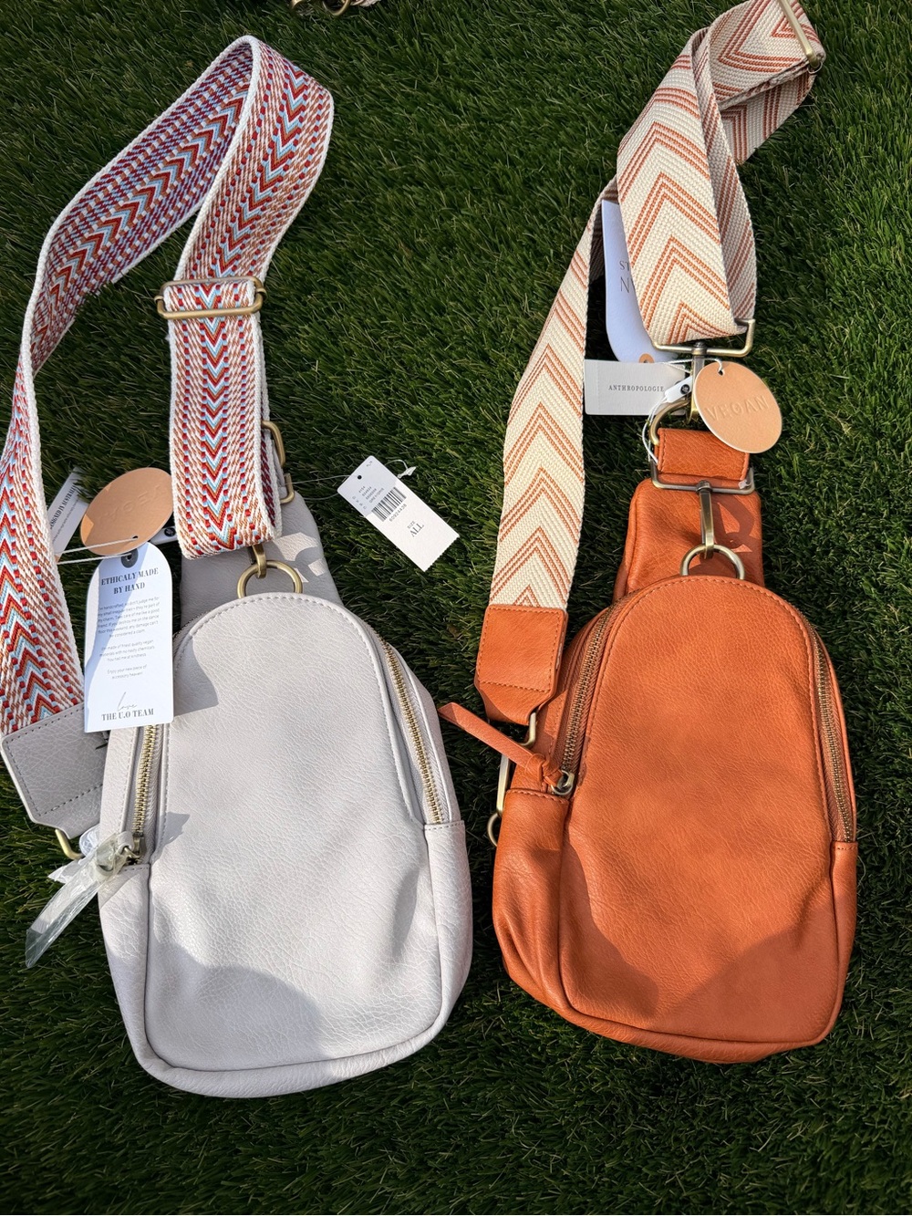 But one get one FREE Anthropologie Pebbled Crossbody Sling — Orange and CreamNWT